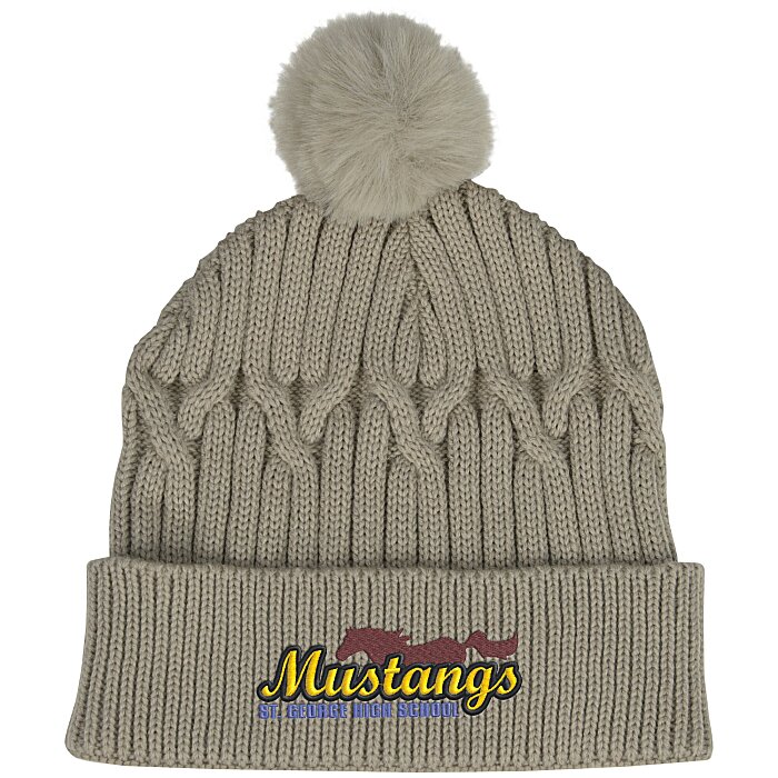 Custom Traverse Cable Knit Pom Beanie