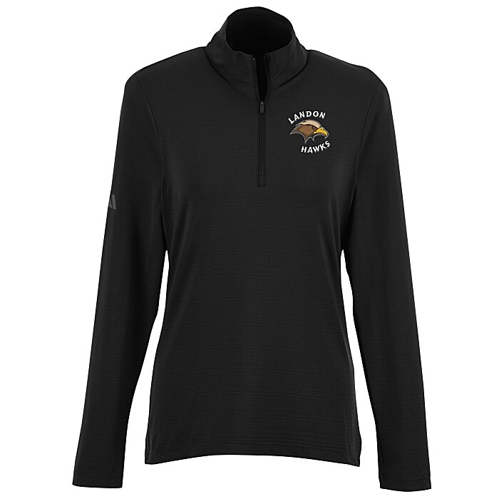 Custom adidas Textured Stripe 1/4-Zip Pullover - Ladies'