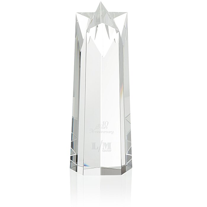 Custom Crystal Star Obelisk Award - 10 inches
