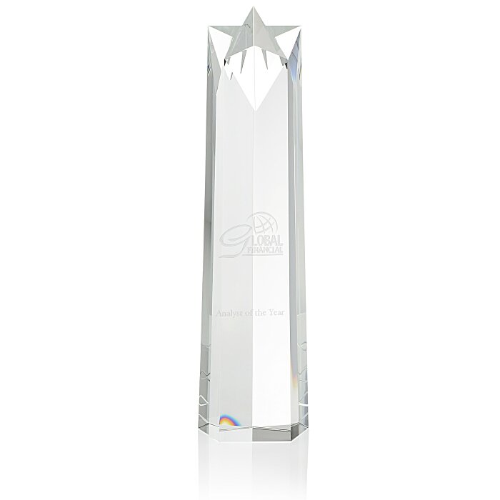 Custom Crystal Star Obelisk Award - 14 inches