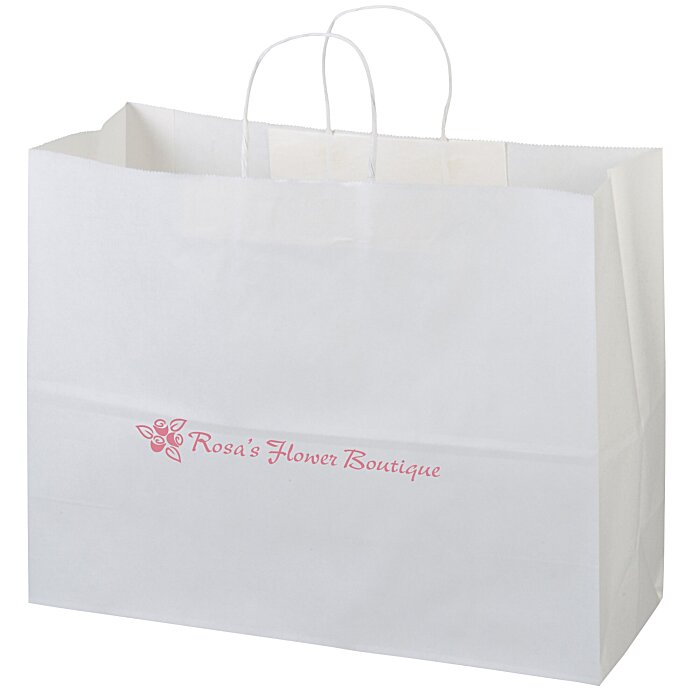 Custom Kraft Paper White Shopping Bag - 12