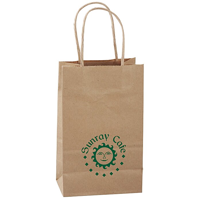 Custom Kraft Paper Brown Shopping Bag - 8 inches x 5 1/2 inches