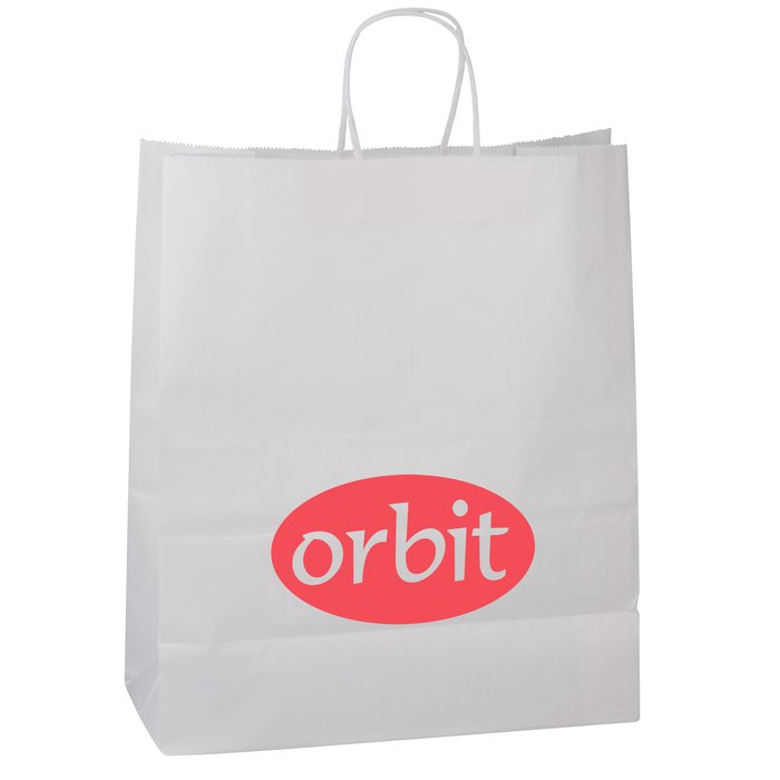 Custom Kraft Paper White Shopping Bag - 15