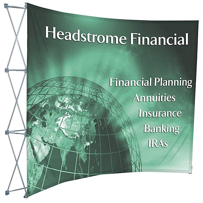 Custom Splash Curved Floor Display - 9 feet - Front Graphics