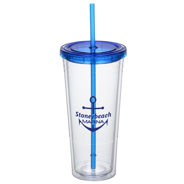 Custom Double Wall Tumbler with Straw - 24 oz