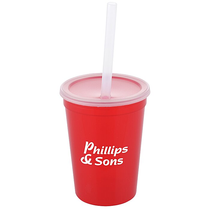 Custom Translucent Stadium Cup with Lid & Straw - 12 oz.