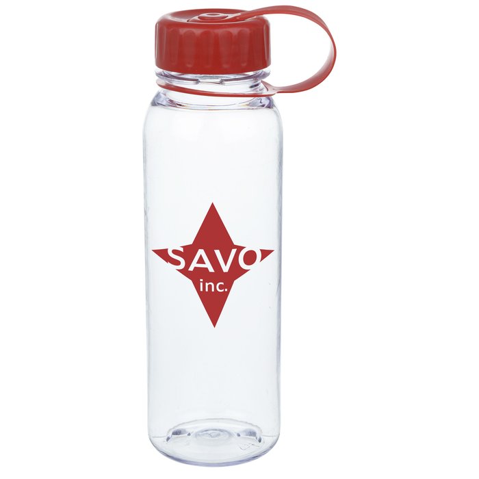 Custom Clear Impact Poly-Pure Outdoor Bottle with Tethered Lid - 24 oz