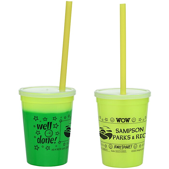 Custom Super Kid Mood Stadium Cup with Straw - 12 oz - Wow Words