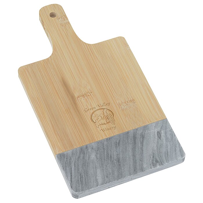 Custom Black Marble & Bamboo Cutting Board