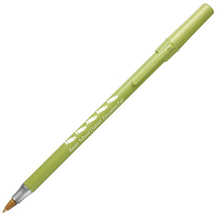 Custom Bic Round Stic Pen - Metallic