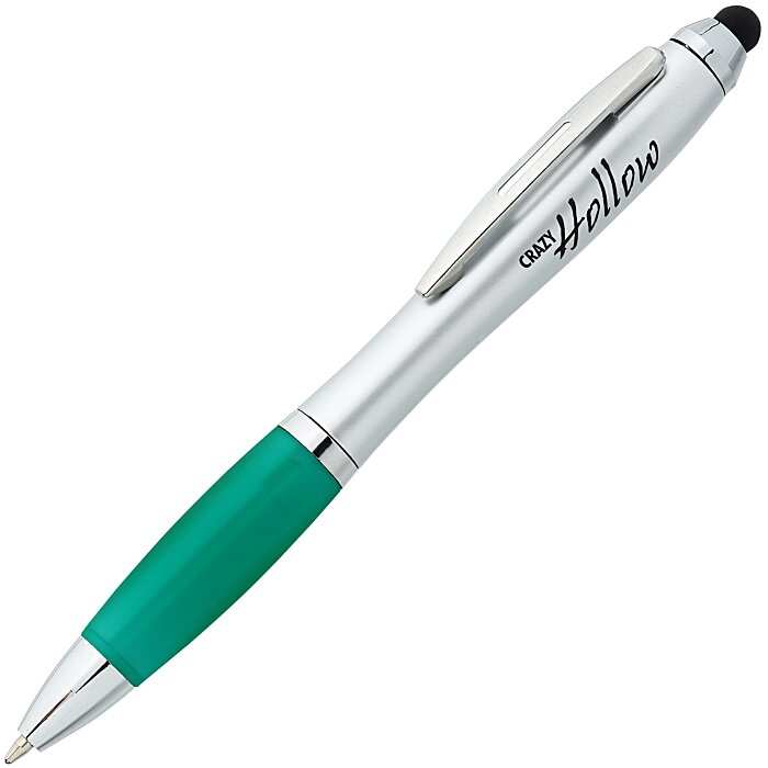 Custom Curvy Stylus Twist Pen - Silver