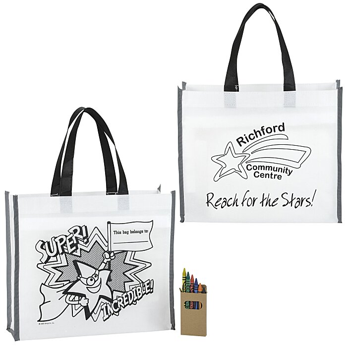 Custom Super Kid Colouring Tote Set - Superhero