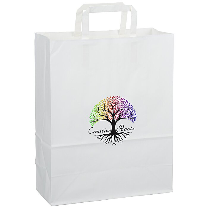 Custom Flat Handle Full Colour Paper Bag - 13 inches x 10 inches